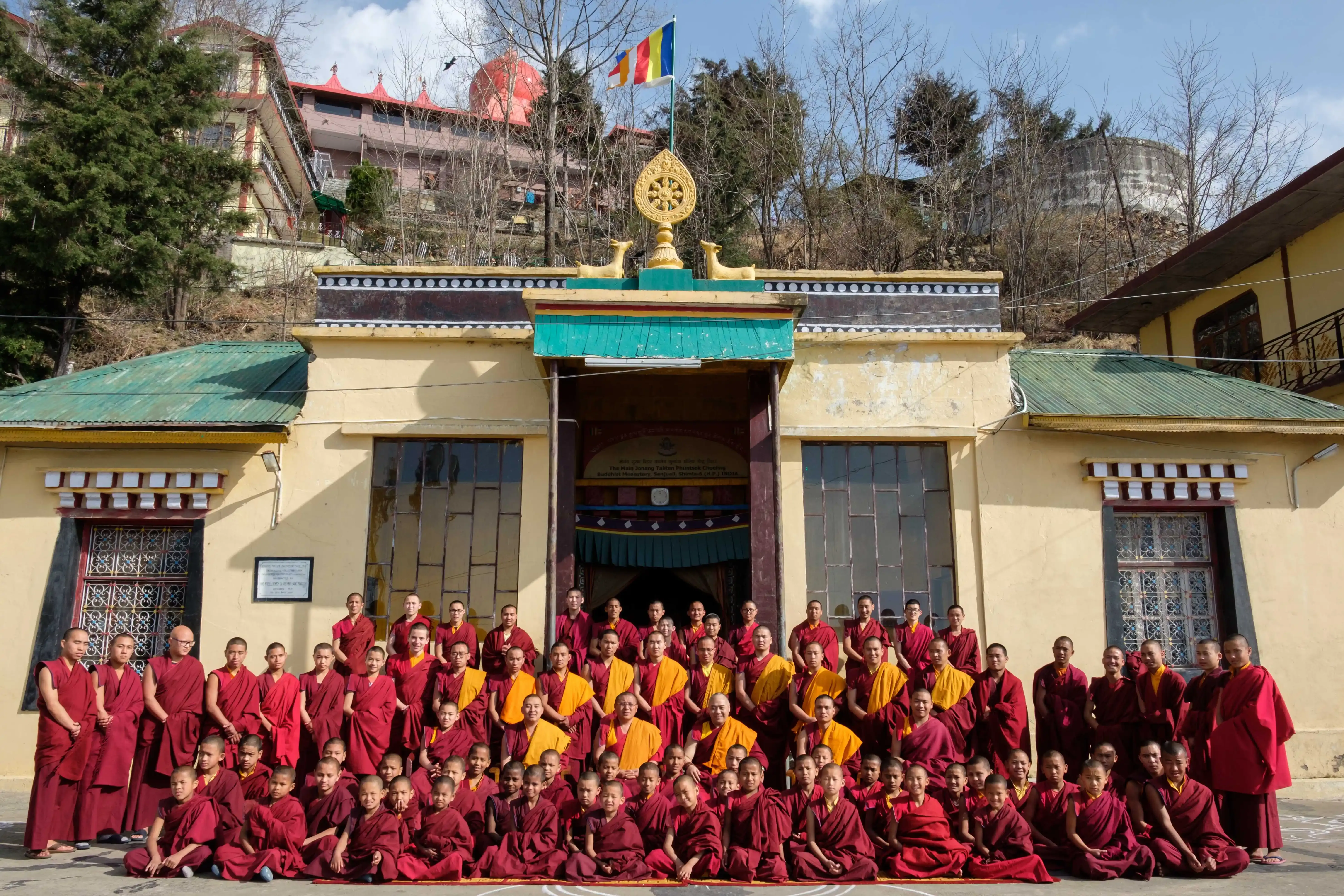 Main entrance and monastic community of Main Jonang Takten Phuntsok Choeling in Shimla