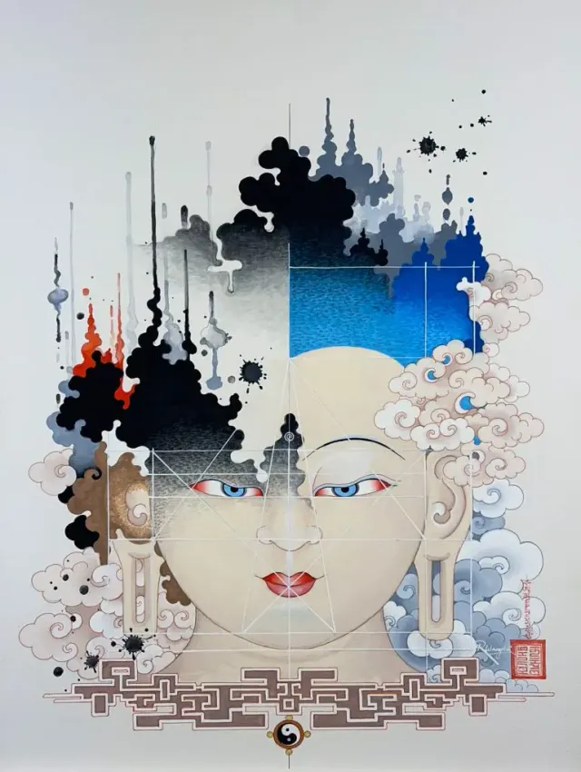 Modern expression of sacred Buddhist symbolism and artistic heritage