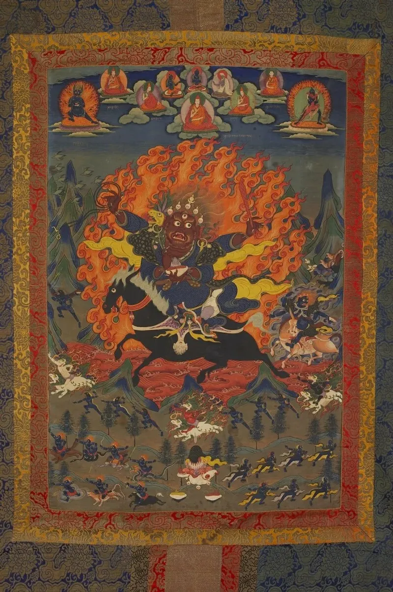 19th-Century Thangka of Mahakala Raudrantaka (Killer of Rudra / Gonpo Trakshe) in Jonang Dzamthang Style