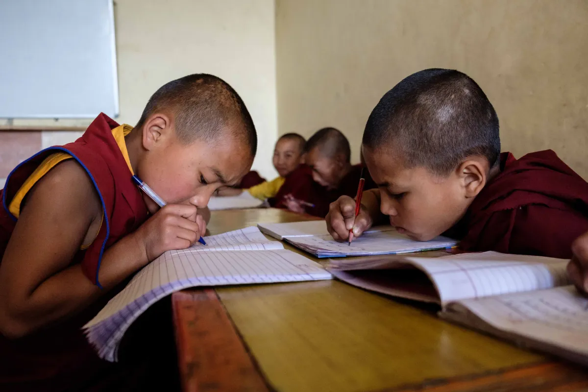 Resident monastic students during morning study